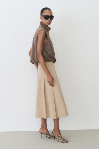 Jupe évasée détail pinces - Marron