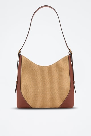 Sac porté épaule effet raphia - Marron