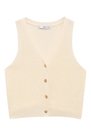 Gilet maille épaisse boutons - Ecru