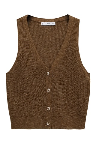 Gilet maille épaisse boutons - Marron