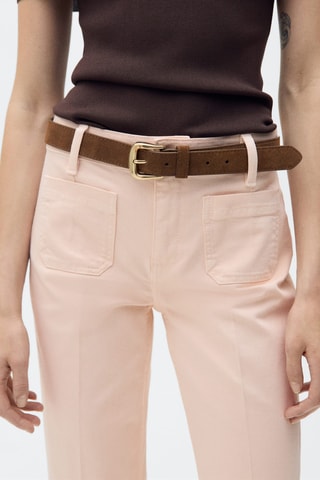 Jean flare crop poches - Rose