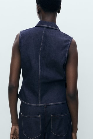 Top denim cintré - Bleu