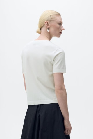 Pull-over maille fine manches courtes - Blanc