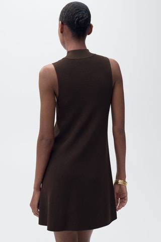 Robe maille col montant - Chocolat