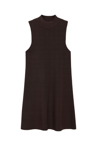 Robe maille col montant - Chocolat