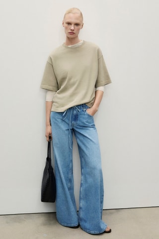 Jean wideleg taille basse ceinture - Bleu