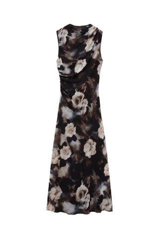 Robe drapée avec imprimé fleuri - Marron