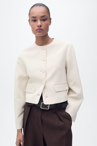 Veste en lin mélangé avec boutons - Gris clair