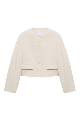 Veste en lin mélangé avec boutons - Gris clair