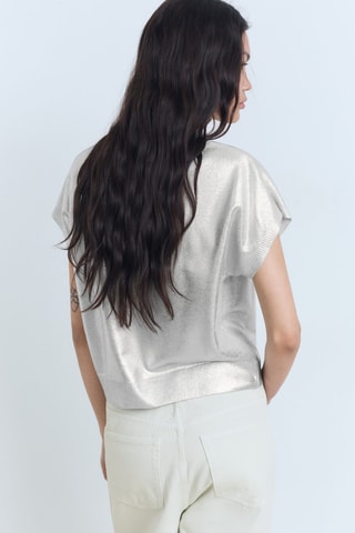 Pull maille foil manches courtes - Vert menthe