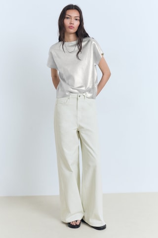 Pull maille foil manches courtes - Vert menthe