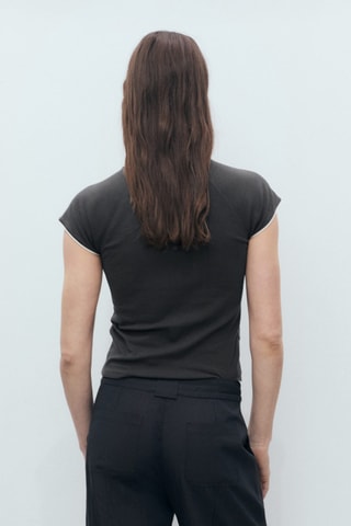 T-shirt coton liserés contrastants - Gris