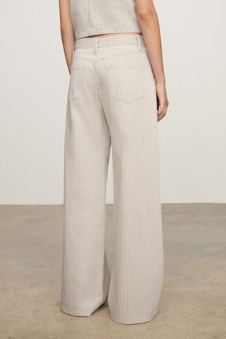 Striped wide leg jeans - Beige