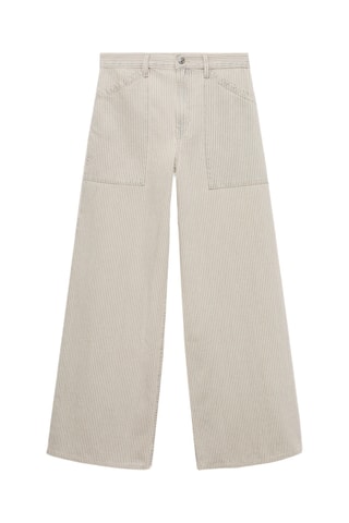 Striped wide leg jeans - Beige