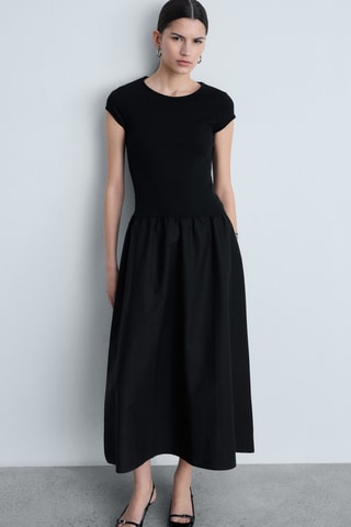 Robe évasée combinée - Noir