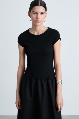 Robe évasée combinée - Noir