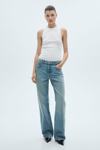 Top coton maille côtelée - Blanc