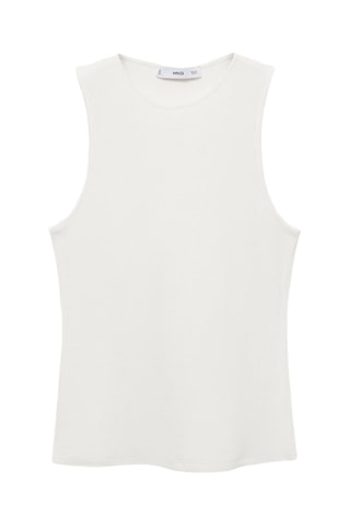 Top coton maille côtelée - Blanc