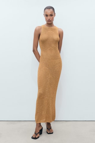 Robe Lurex ajourée - Doré