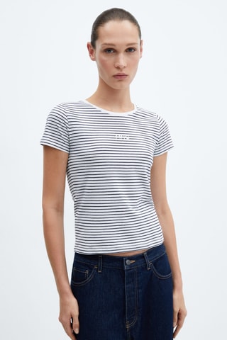 T-shirt logo en coton - Bleu marine