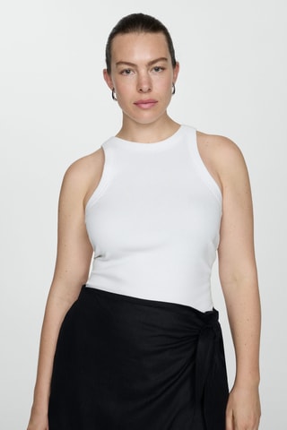 Top côtelé en coton - Blanc
