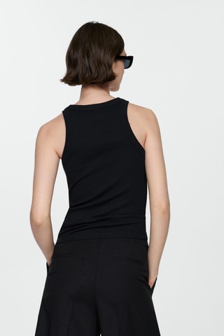 Top côtelé en coton - Noir