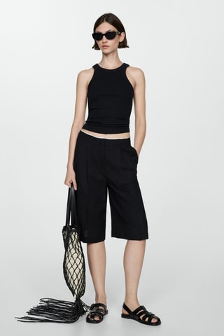 Top côtelé en coton - Noir