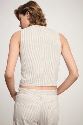 Gilet rayures fermeture Éclair - Beige