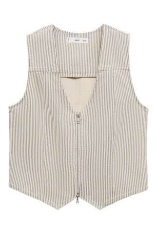 Gilet rayures fermeture Éclair - Beige