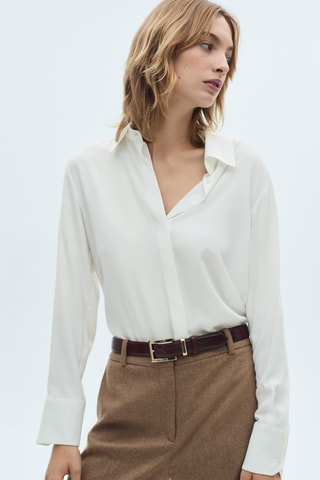 Chemise fluide manches longues - Ecru