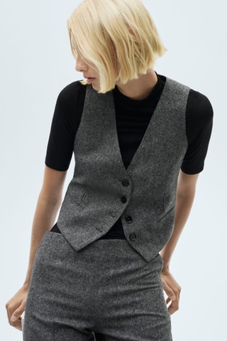 Gilet costume chiné laine - Noir