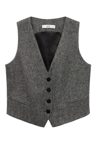 Gilet costume chiné laine - Noir