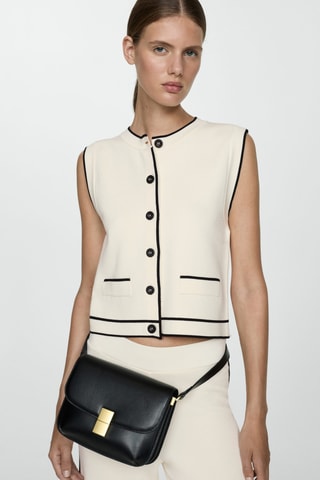 Gilet maille liserés contrastants - Ecru