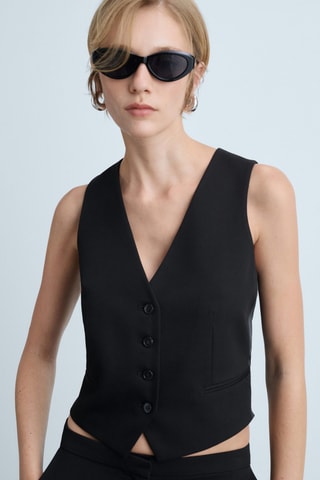 Gilet costume boutons - Noir