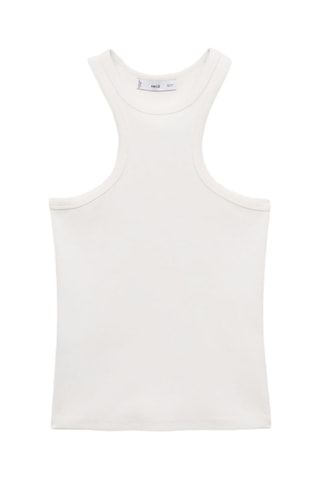 Top côtelé en coton - Blanc