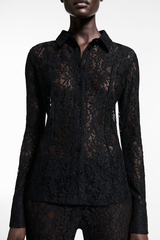 Chemise transparente dentelle - Noir