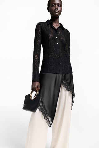 Chemise transparente dentelle - Noir