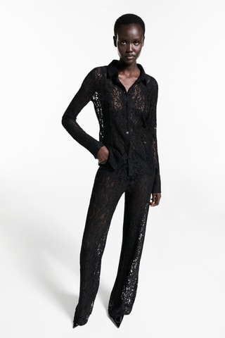 Chemise transparente dentelle - Noir