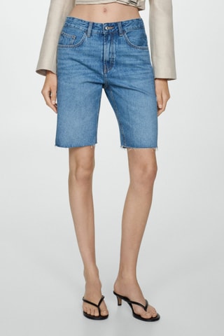Straight-fit denim bermuda shorts - Bleu