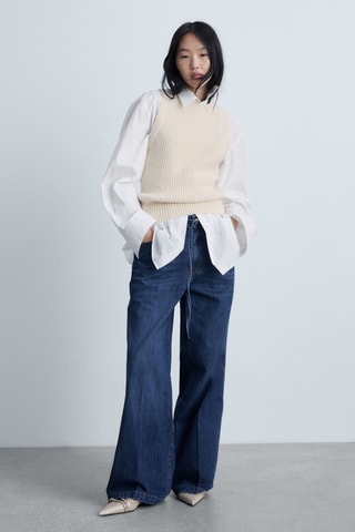 Jean wideleg ceinture - Bleu marine