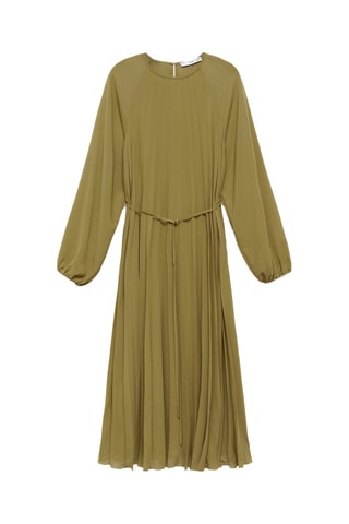 Robe plissée ceinture à nouer - Olive