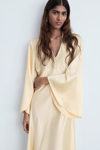 Robe col V à manches évasées - Doré