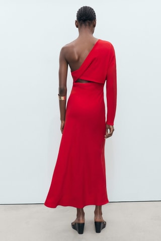 Robe asymétrique drapée - Rouge