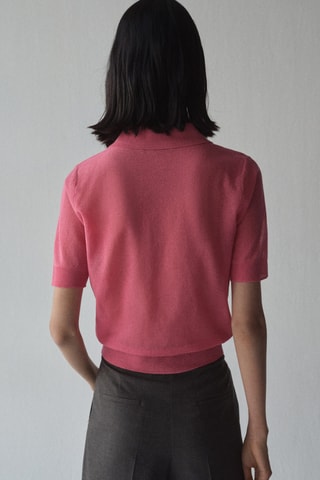 Pull-over maille col polo - Fuchsia