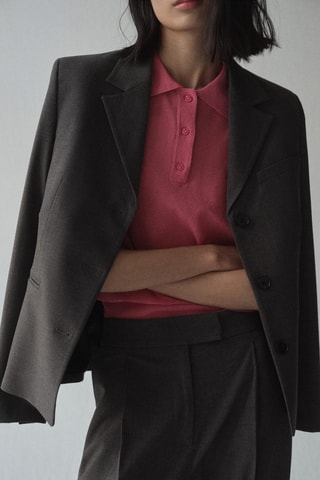 Pull-over maille col polo - Fuchsia