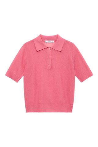 Pull-over maille col polo - Fuchsia