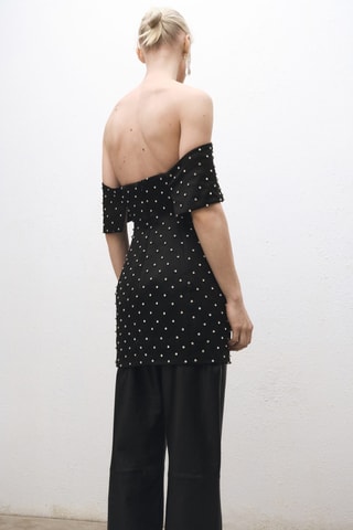 Robe bustier avec ornements brillants - Noir