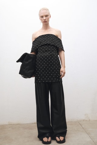 Robe bustier avec ornements brillants - Noir