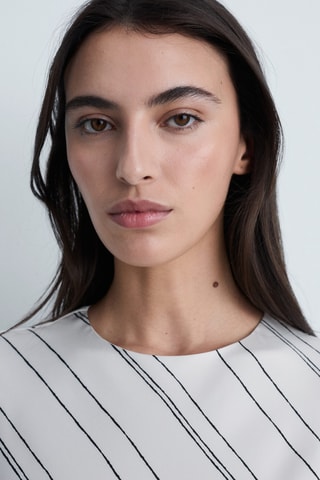 Robe à rayures satinée - Blanc