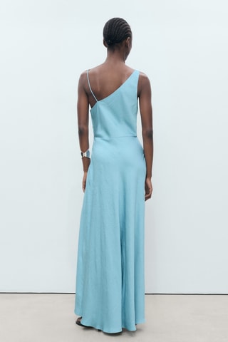 Robe asymétrique effet froissé - Bleu ciel